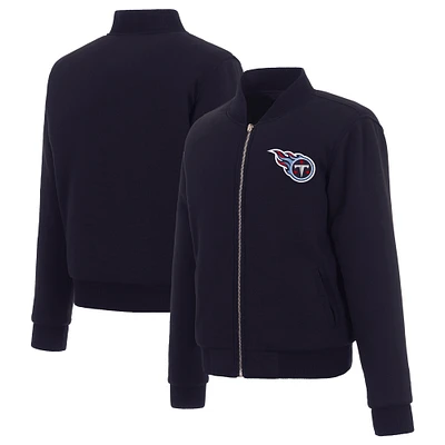 Women's JH Design Navy Tennessee Titans Reversible Fleece Full-Zip Jacket