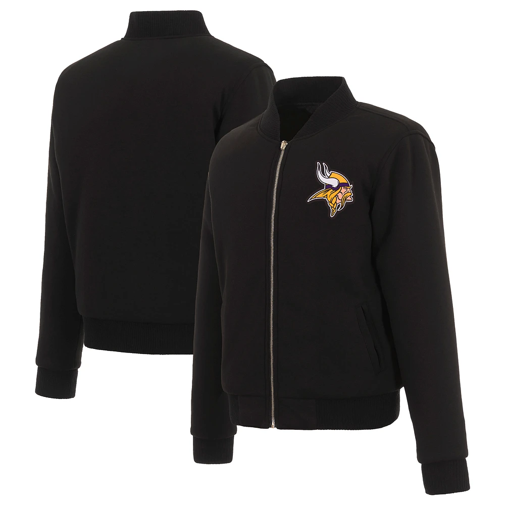 Women's JH Design Black Minnesota Vikings Reversible Fleece Full-Zip Jacket