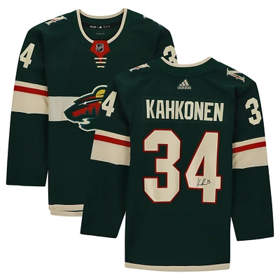 Kaapo Kahkonen Minnesota Wild Autographed Green adidas Authentic Jersey