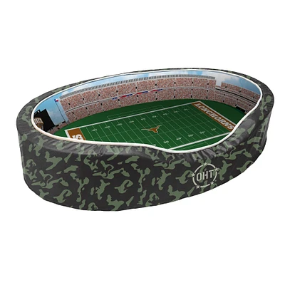 Camo Texas Longhorns 38'' x 25'' x 8'' Operation Hat Trick Large Stadium Oval Pet Bed