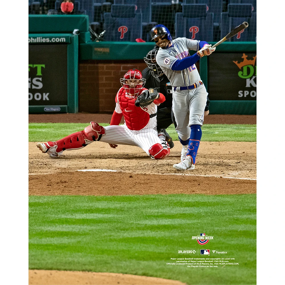 Francisco Lindor New York Mets Unsigned 2021 Opening Week Swinging Photograph