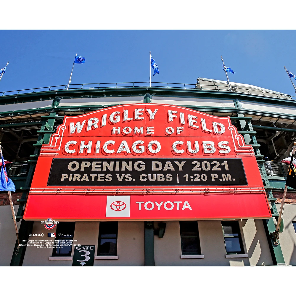 Chicago Cubs Unsigned 2021 Opening Day Wrigley Field Front Entrance Photograph