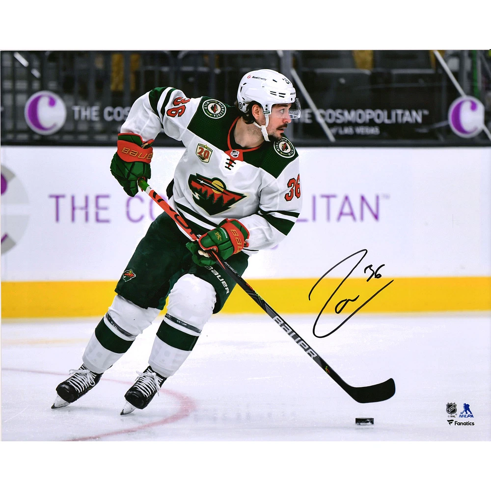 Mats Zuccarello Minnesota Wild Autographed 16" x 20" White Jersey Skating Photograph