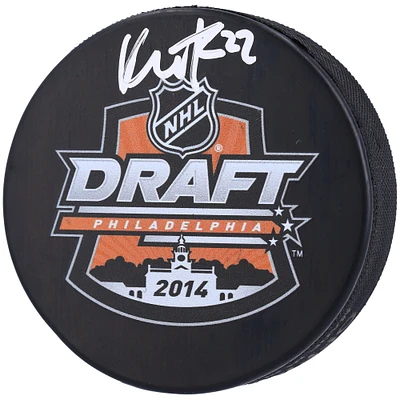 Kevin Fiala Minnesota Wild Autographed 2014 NHL Draft Logo Hockey Puck