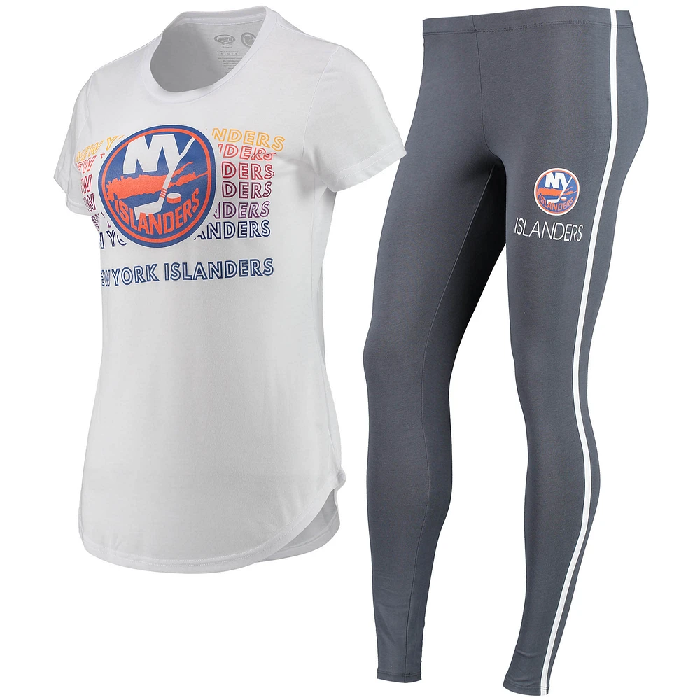 Women's Concepts Sport White/Charcoal New York Islanders Sonata Top & Leggings Set