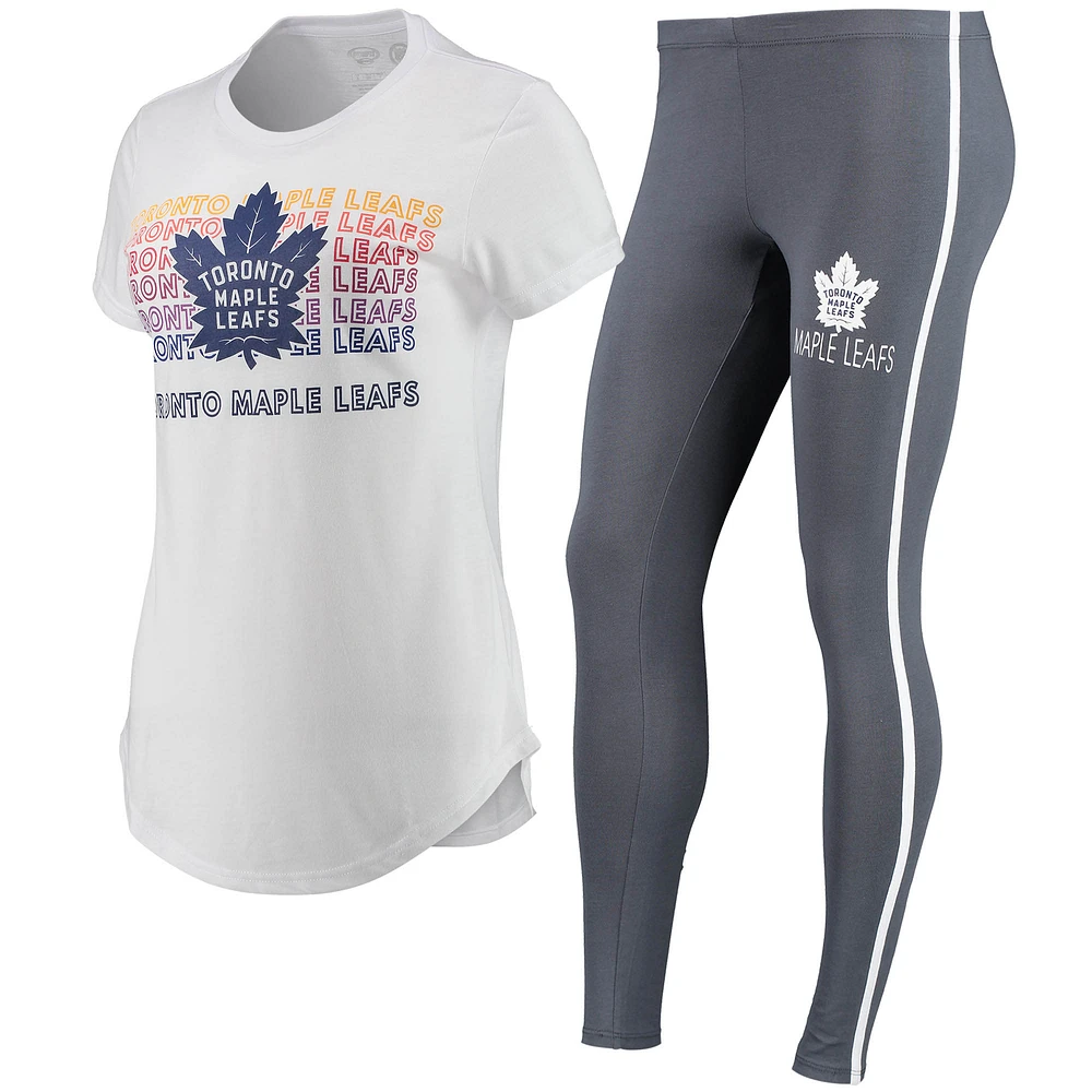 Women's Concepts Sport White/Charcoal Toronto Maple Leafs Sonata Top & Leggings Set