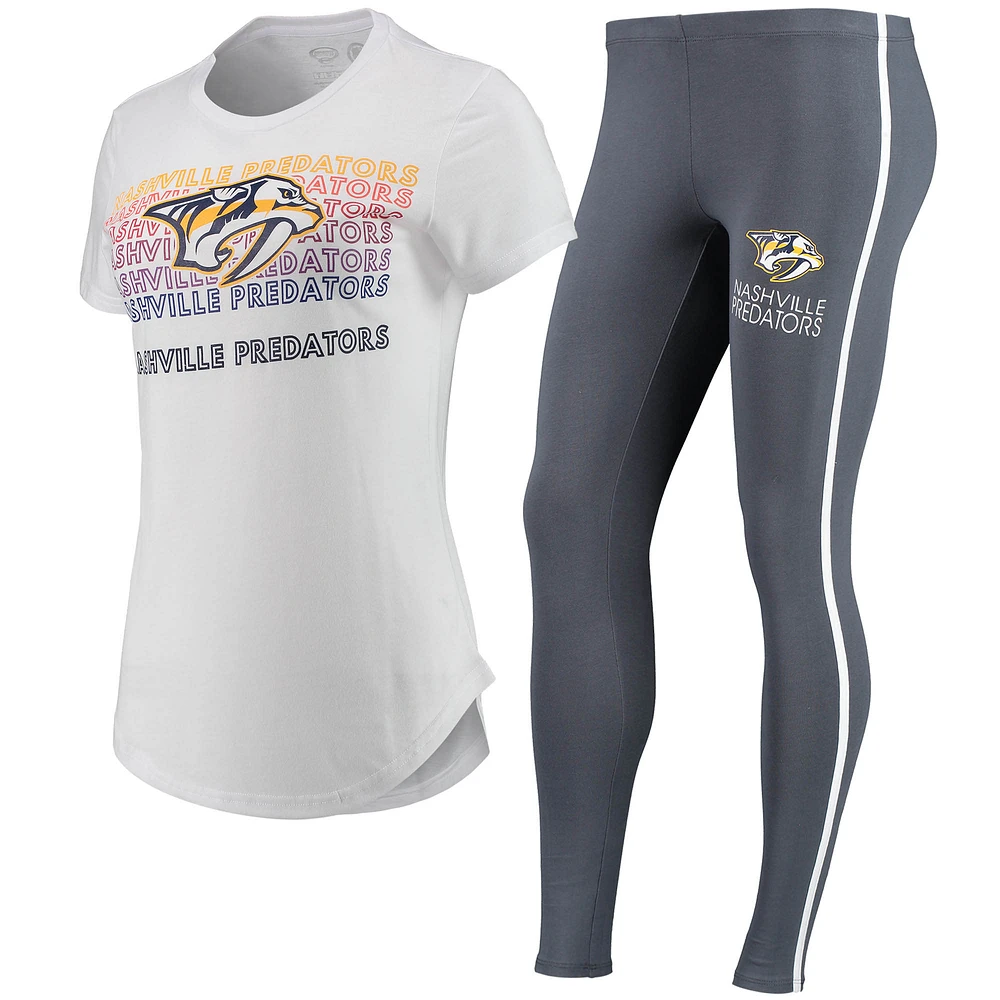 Women's Concepts Sport White/Charcoal Nashville Predators Sonata Top & Leggings Set