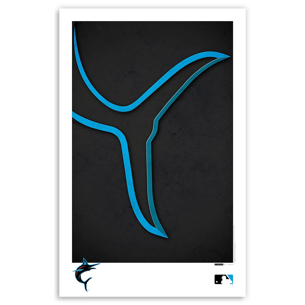 Miami Marlins 11'' x 17'' Minimalist Team Logo Art Poster