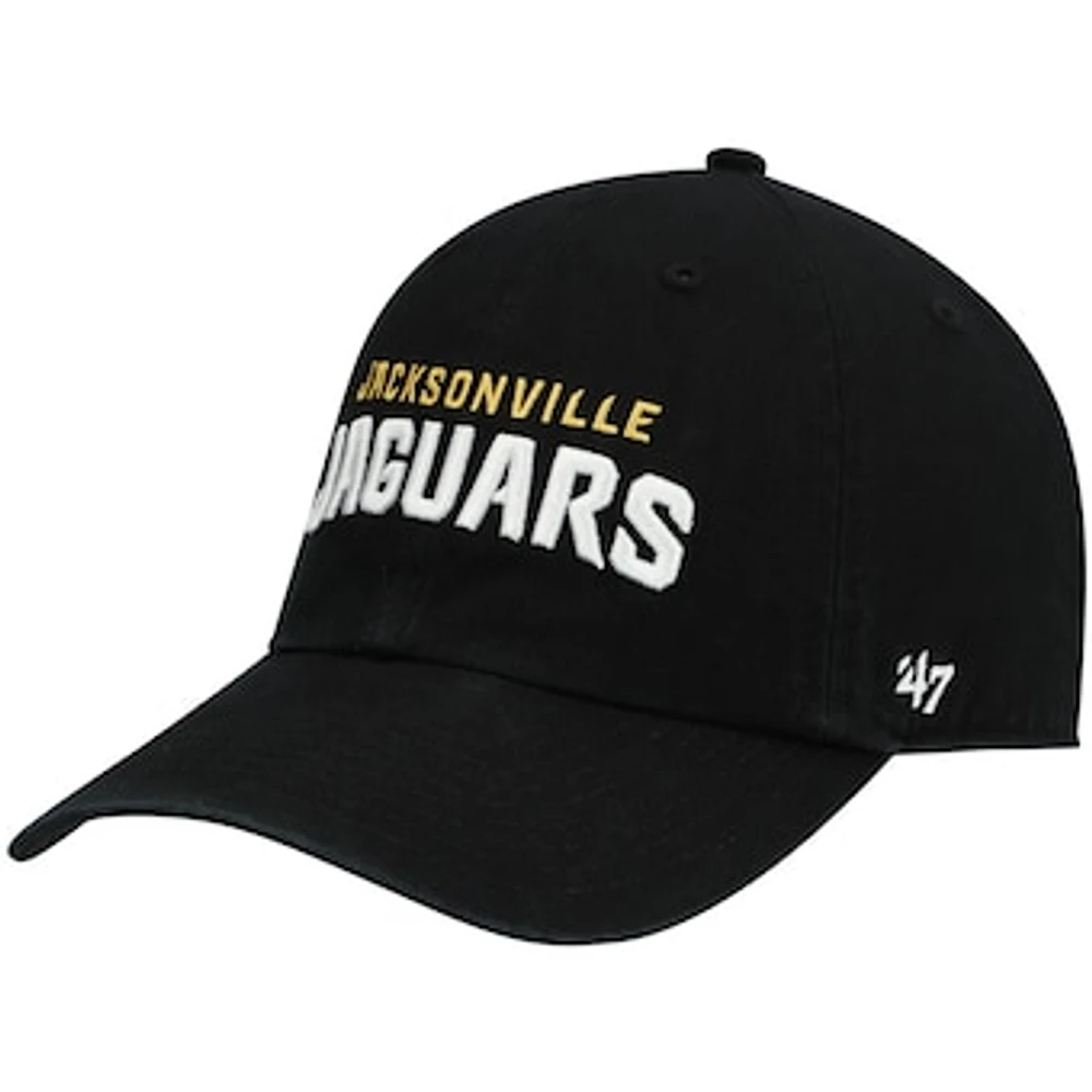 Men's '47 Black Jacksonville Jaguars Clean Up Script Adjustable Hat