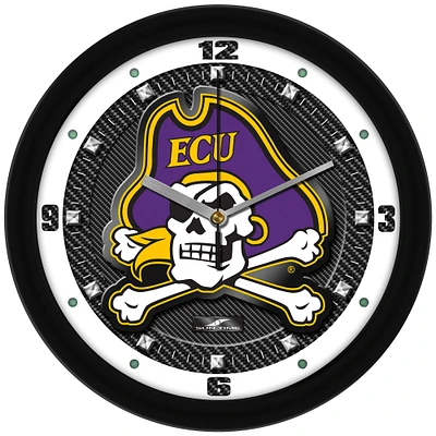 ECU Pirates 11.5'' Suntime Premium Glass Face Carbon Fiber Wall Clock