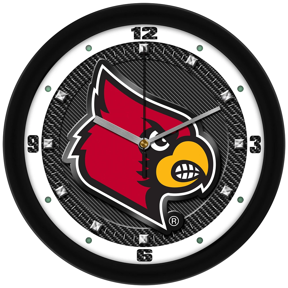 Louisville Cardinals 11.5'' Suntime Premium Glass Face Carbon Fiber Wall Clock