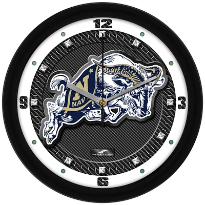 Navy Midshipmen 11.5'' Suntime Premium Glass Face Carbon Fiber Wall Clock