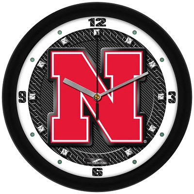 Nebraska Huskers 11.5'' Suntime Premium Glass Face Carbon Fiber Wall Clock