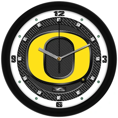 Oregon Ducks 11.5'' Suntime Premium Glass Face Carbon Fiber Wall Clock
