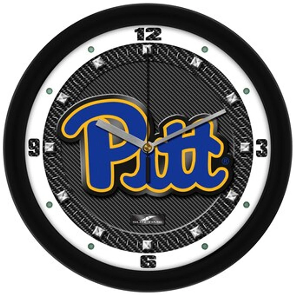 Pitt Panthers 11.5'' Suntime Premium Glass Face Carbon Fiber Wall Clock