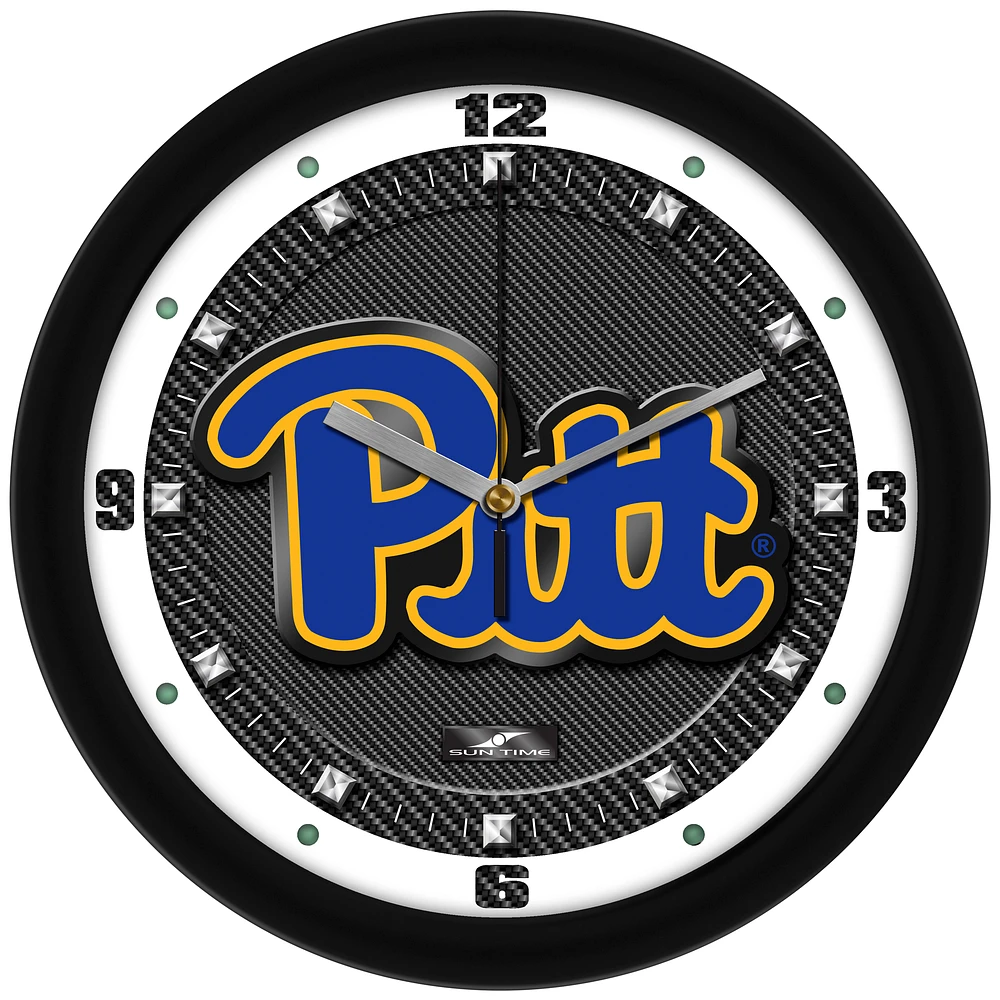 Pitt Panthers 11.5'' Suntime Premium Glass Face Carbon Fiber Wall Clock