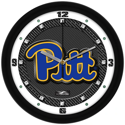 Pitt Panthers 11.5'' Suntime Premium Glass Face Carbon Fiber Wall Clock