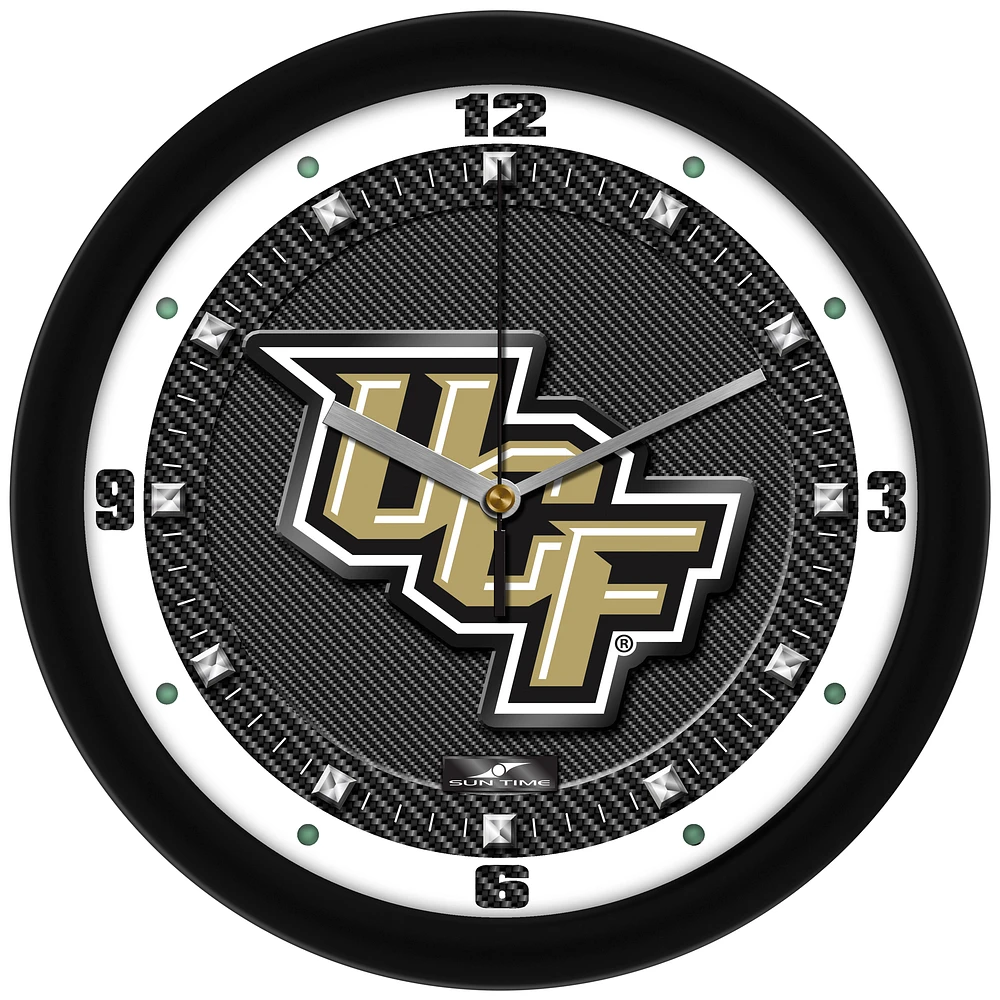 UCF Knights 11.5'' Suntime Premium Glass Face Carbon Fiber Wall Clock