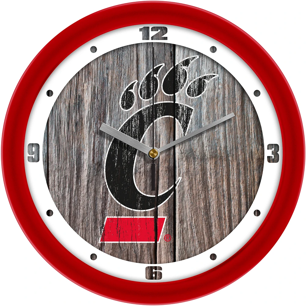 Cincinnati Bearcats 11.5'' Suntime Premium Glass Face Weathered Wood Wall Clock