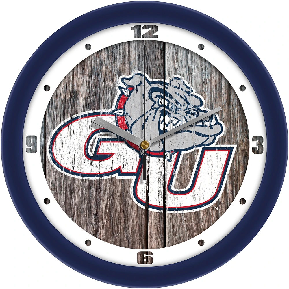 Gonzaga Bulldogs 11.5'' Suntime Premium Glass Face Weathered Wood Wall Clock