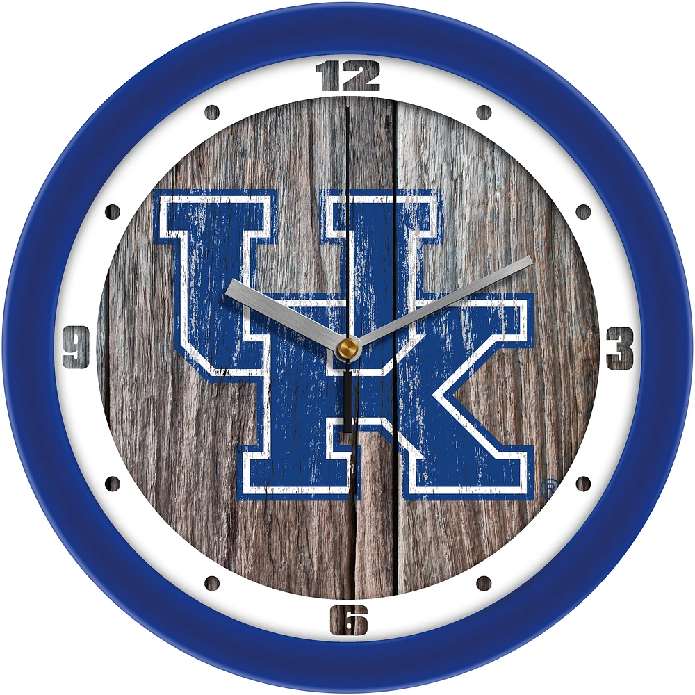 Kentucky Wildcats 11.5'' Suntime Premium Glass Face Weathered Wood Wall Clock