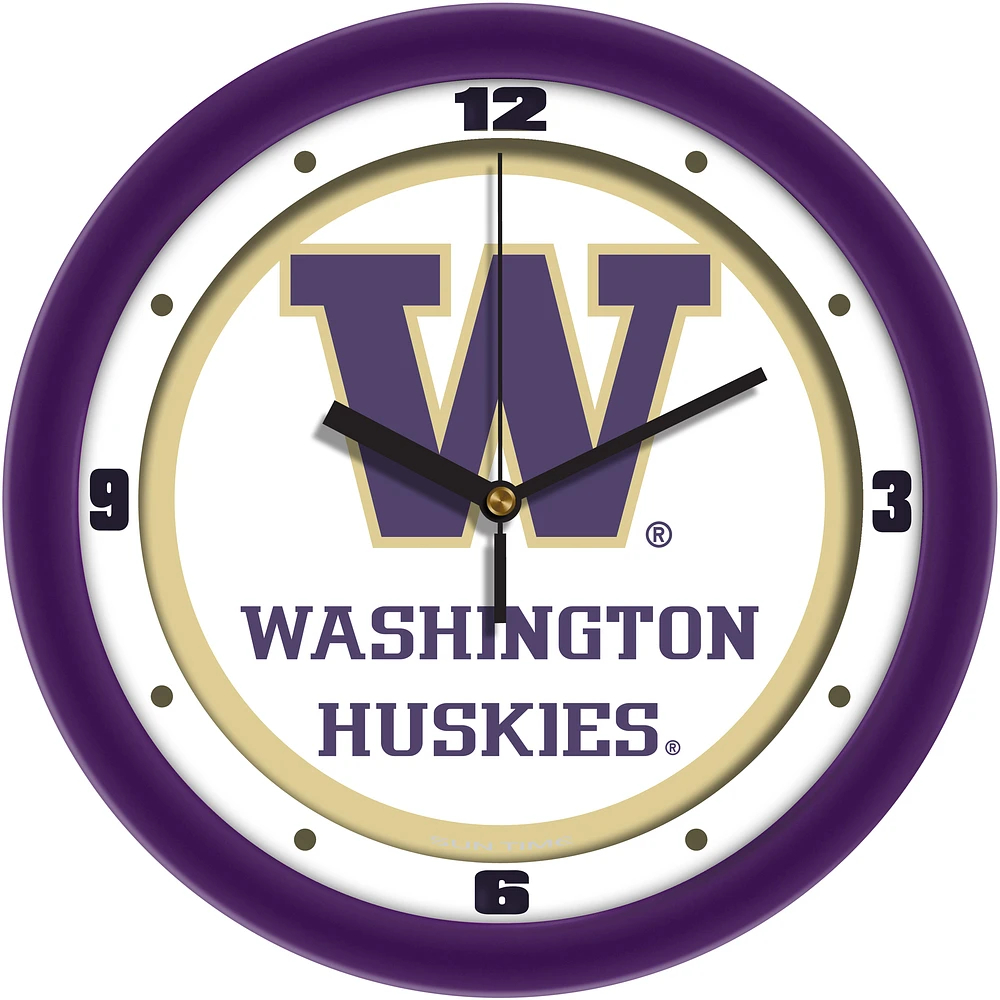 Washington Huskies 11.5'' Suntime Premium Glass Face Traditional Logo Wall Clock