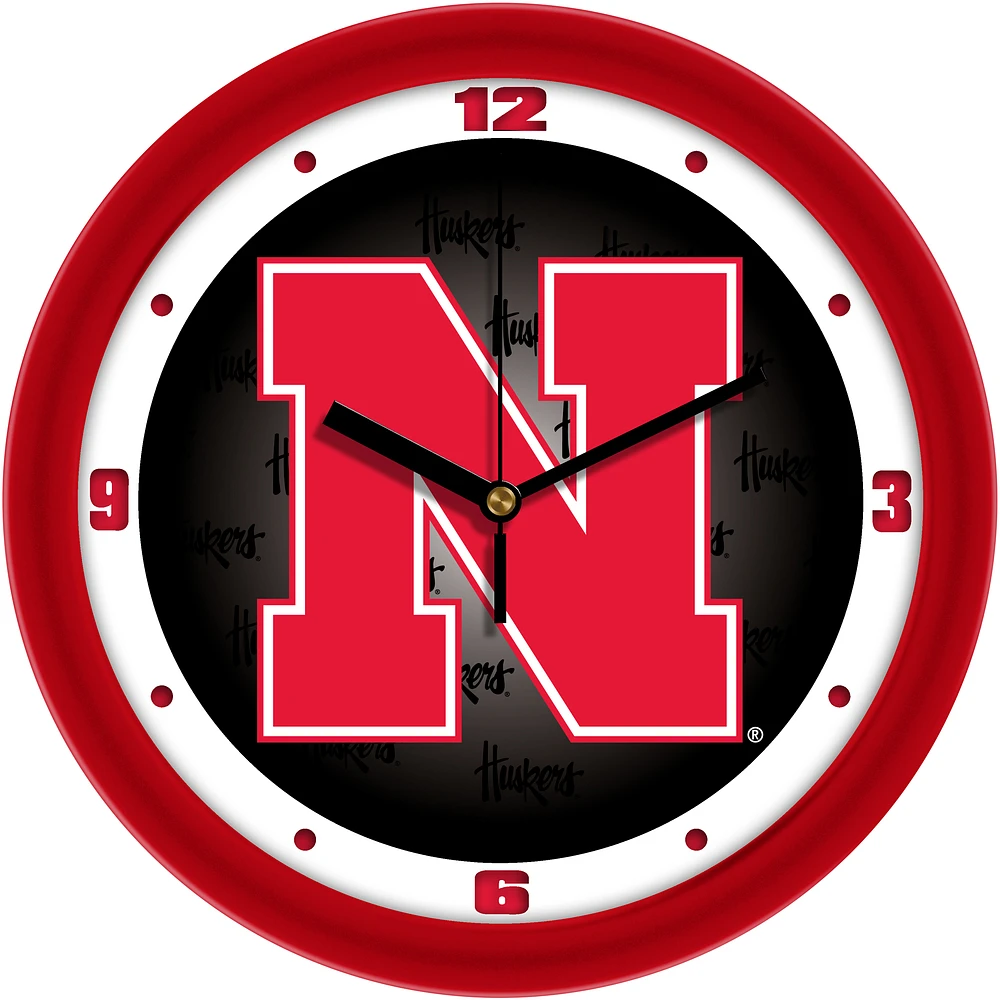Nebraska Huskers 11.5'' Suntime Premium Glass Face Dimension Wall Clock