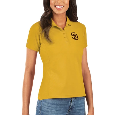 Women's Antigua Gold San Diego Padres Legacy Pique Polo