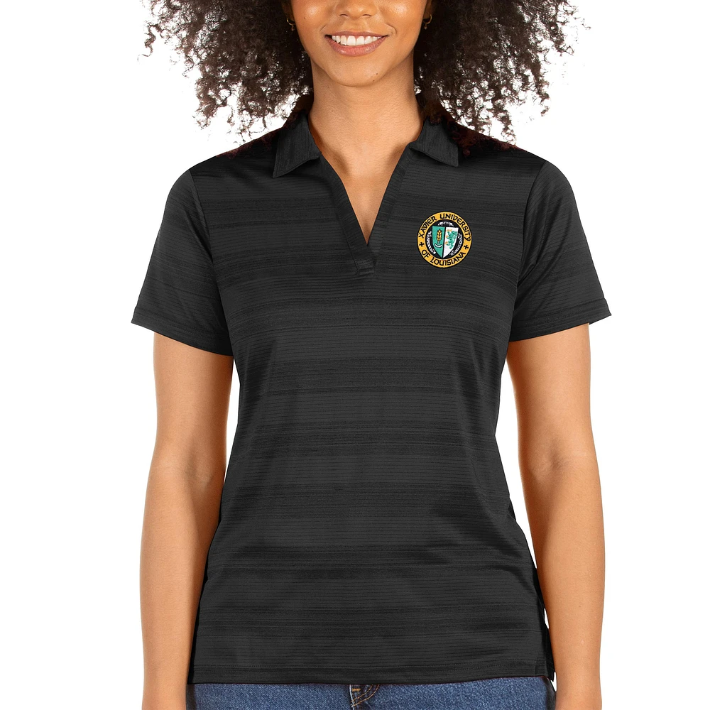 Women's Antigua Black XULA Gold Compass Polo