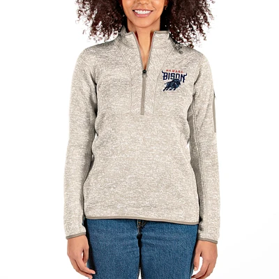 Women's Antigua Oatmeal Howard Bison Fortune Half-Zip Pullover Jacket