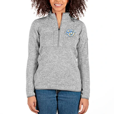 Women's Antigua Gray Southern University Jaguars Fortune Half-Zip Pullover Jacket