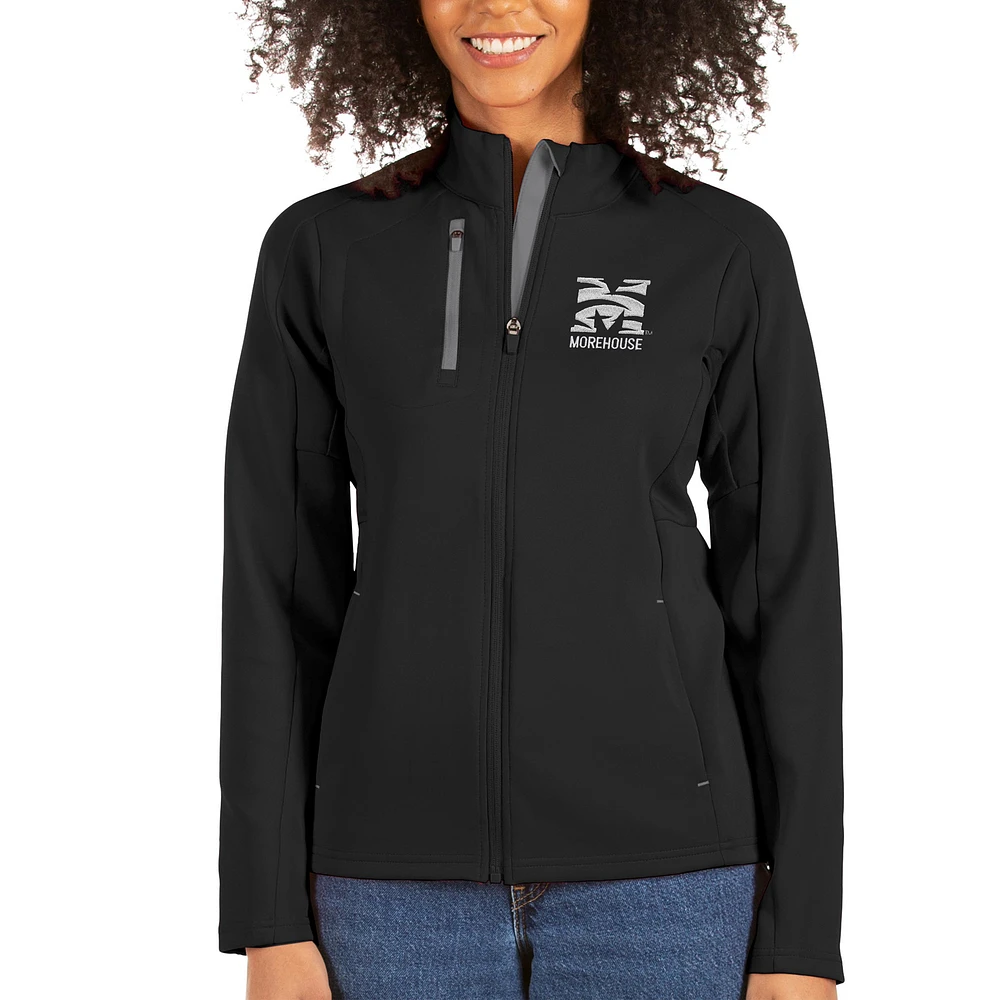 Women's Antigua Black/Charcoal Morehouse Maroon Tigers Generation Full-Zip Jacket