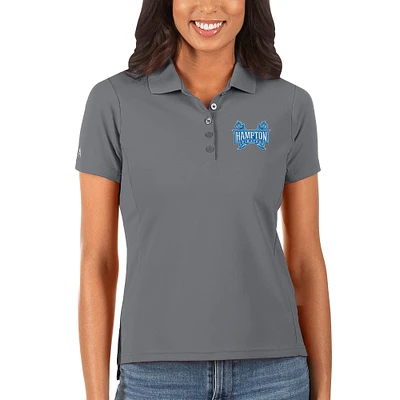 Women's Antigua Charcoal Hampton Pirates Legacy Pique Polo