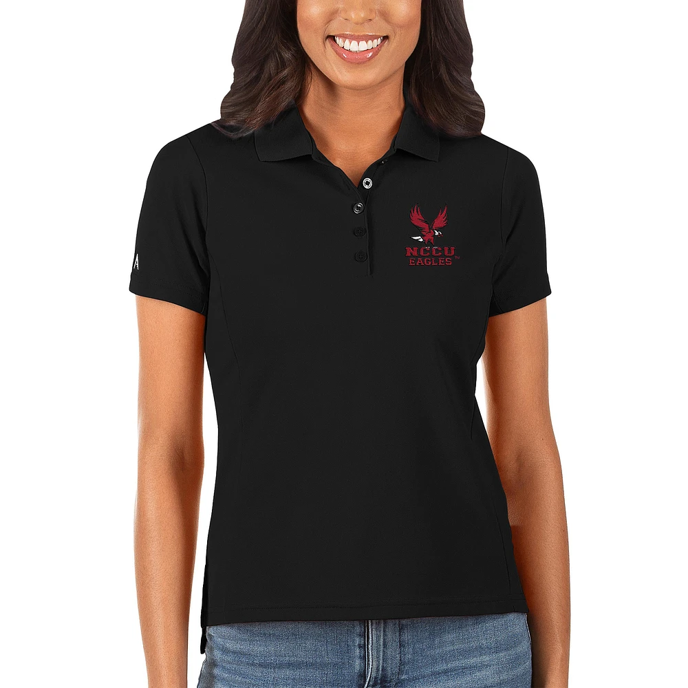 Women's Antigua Black North Carolina Central Eagles Legacy Pique Polo