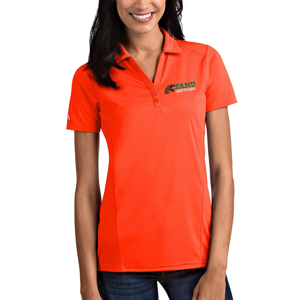 Women's Antigua Orange Florida A&M Rattlers Tribute Polo