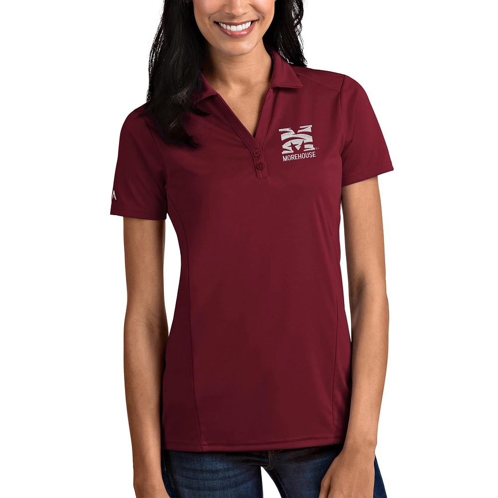 Women's Antigua Garnet Morehouse Maroon Tigers Tribute Polo