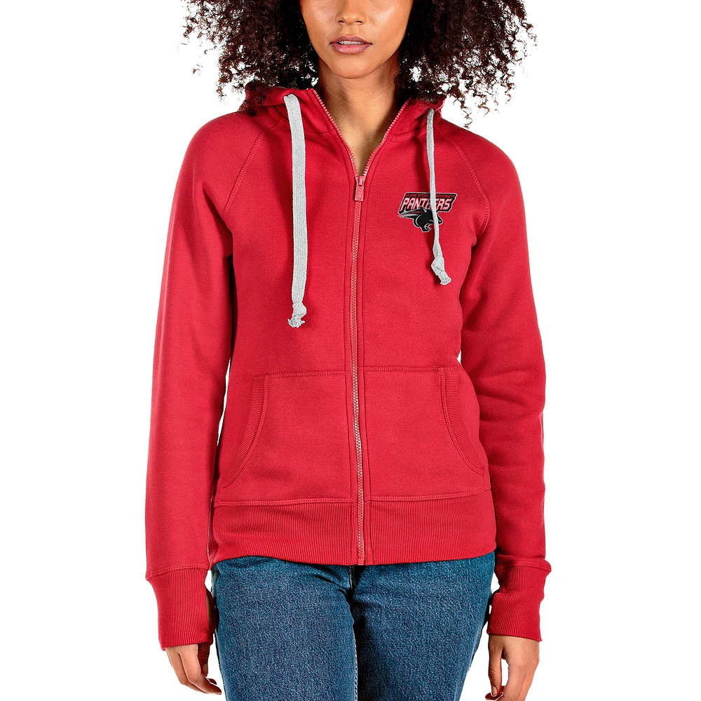 Women's Antigua Red Clark Atlanta University Panthers Victory Full-Zip Hoodie