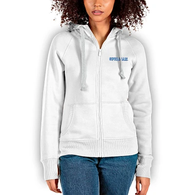 Women's Antigua White Spelman College Jaguars Victory Full-Zip Hoodie