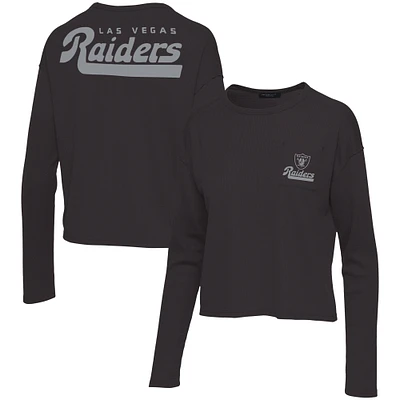 Women's Junk Food Black Las Vegas Raiders Pocket Thermal Long Sleeve T-Shirt
