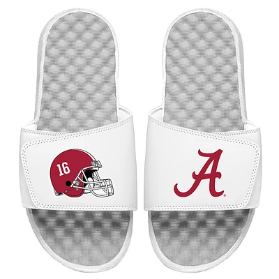Men's ISlide White Alabama Crimson Tide Helmet Logo Slide Sandals