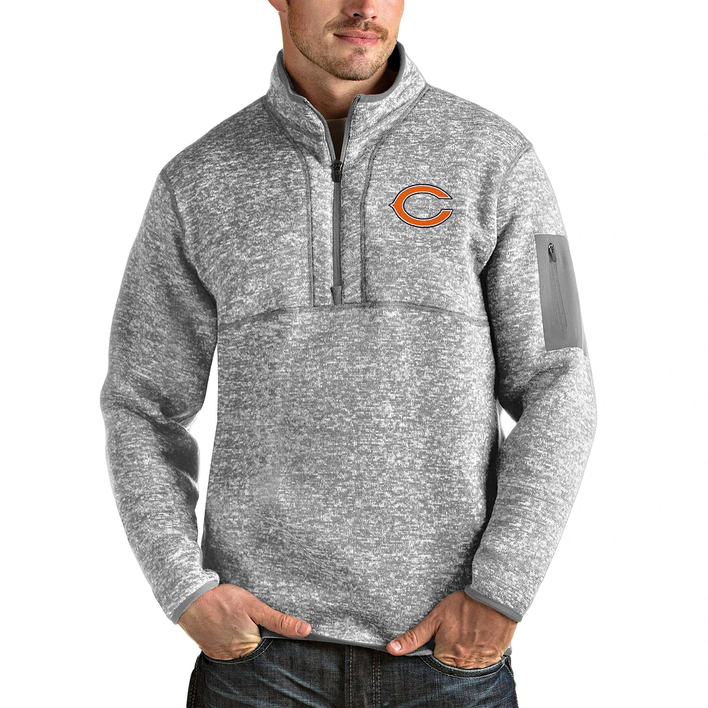 Men's Antigua Heathered Chicago Bears Fortune Quarter-Zip Pullover Jacket