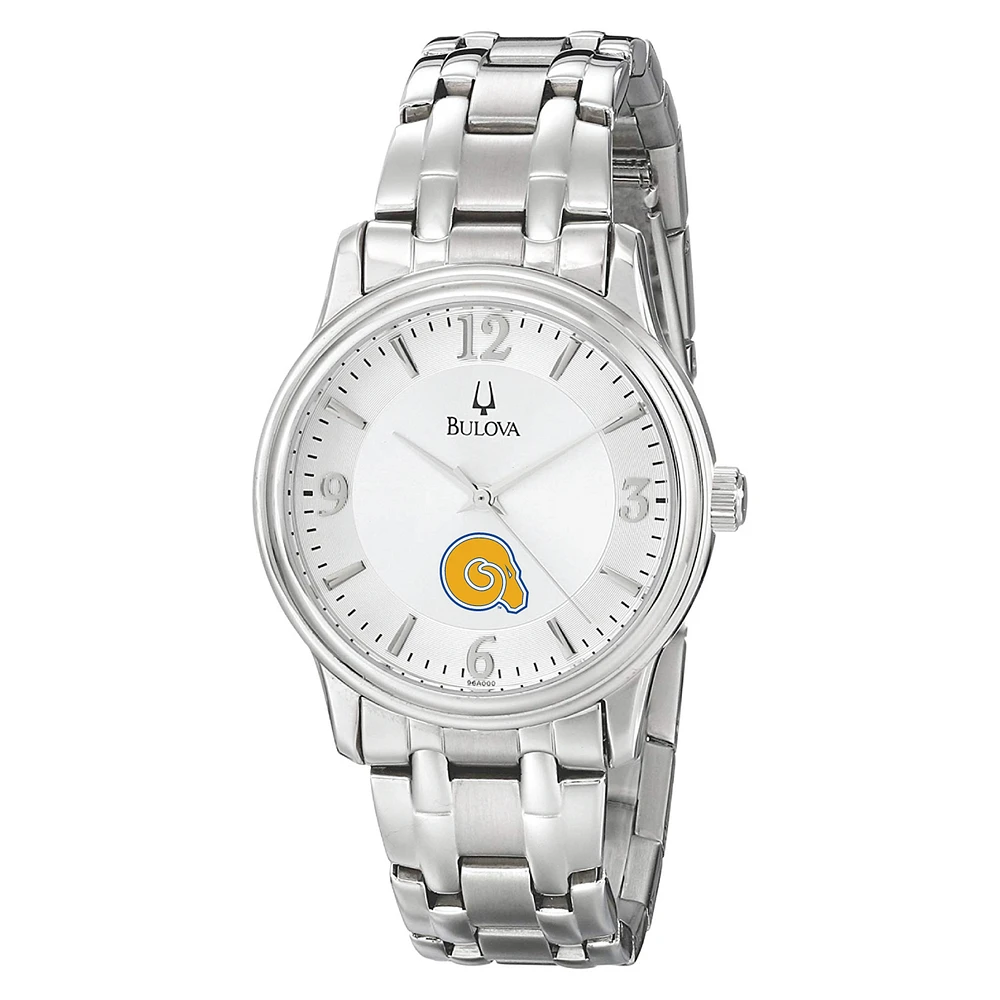 Men's Bulova Silver Albany State Golden Rams Stainless Steel Quartz Watch