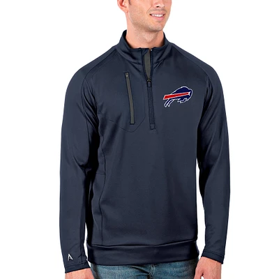 Men's Antigua Navy/Charcoal Buffalo Bills Generation Quarter-Zip Pullover Jacket