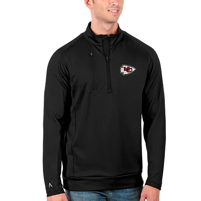 Men's Antigua Black Kansas City Chiefs Generation Quarter-Zip Pullover Jacket