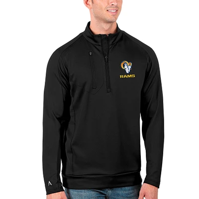 Men's Antigua Black Los Angeles Rams Generation Quarter-Zip Pullover Jacket