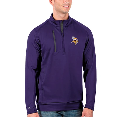Men's Antigua Purple/Charcoal Minnesota Vikings Generation Quarter-Zip Pullover Jacket