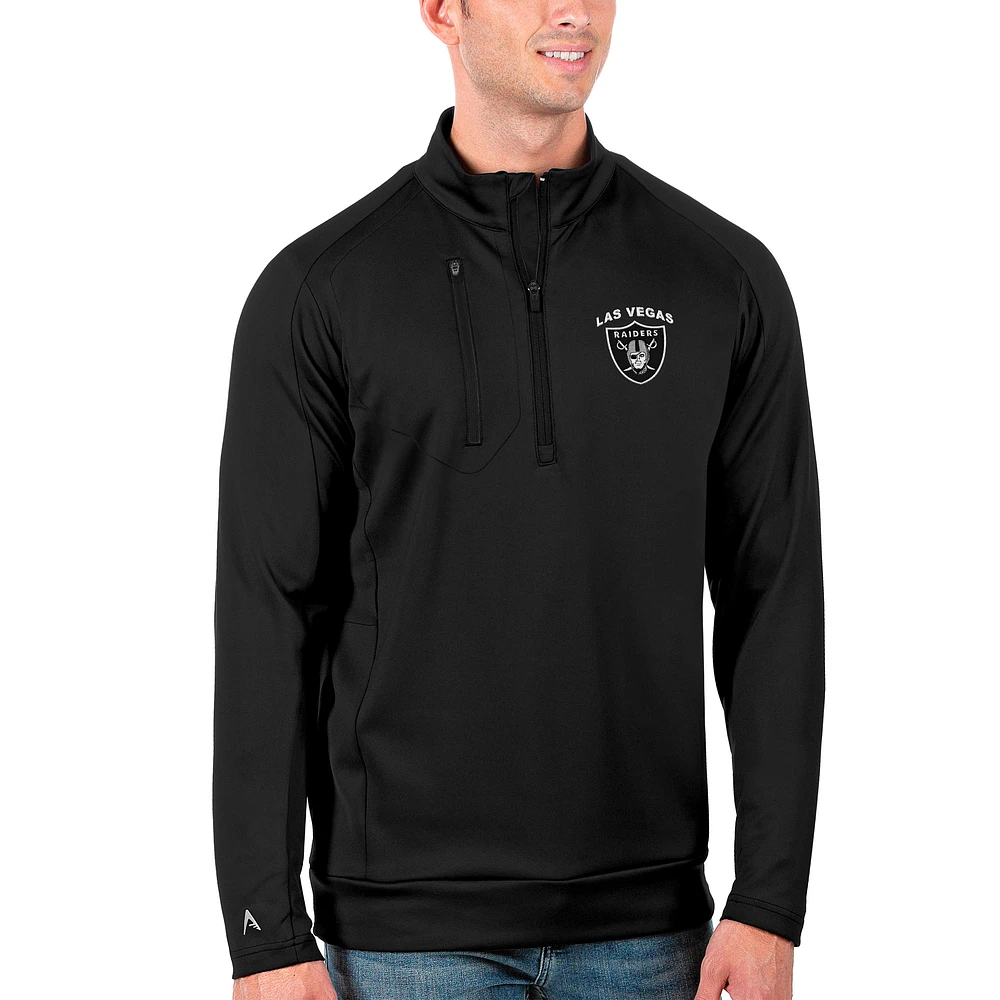 Men's Antigua Black Las Vegas Raiders Generation Quarter-Zip Pullover Jacket