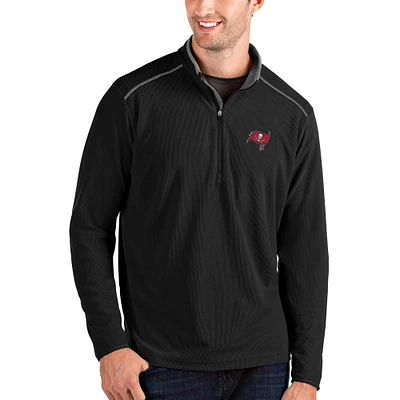 Men's Antigua Black/Charcoal Tampa Bay Buccaneers Glacier Quarter-Zip Pullover Jacket