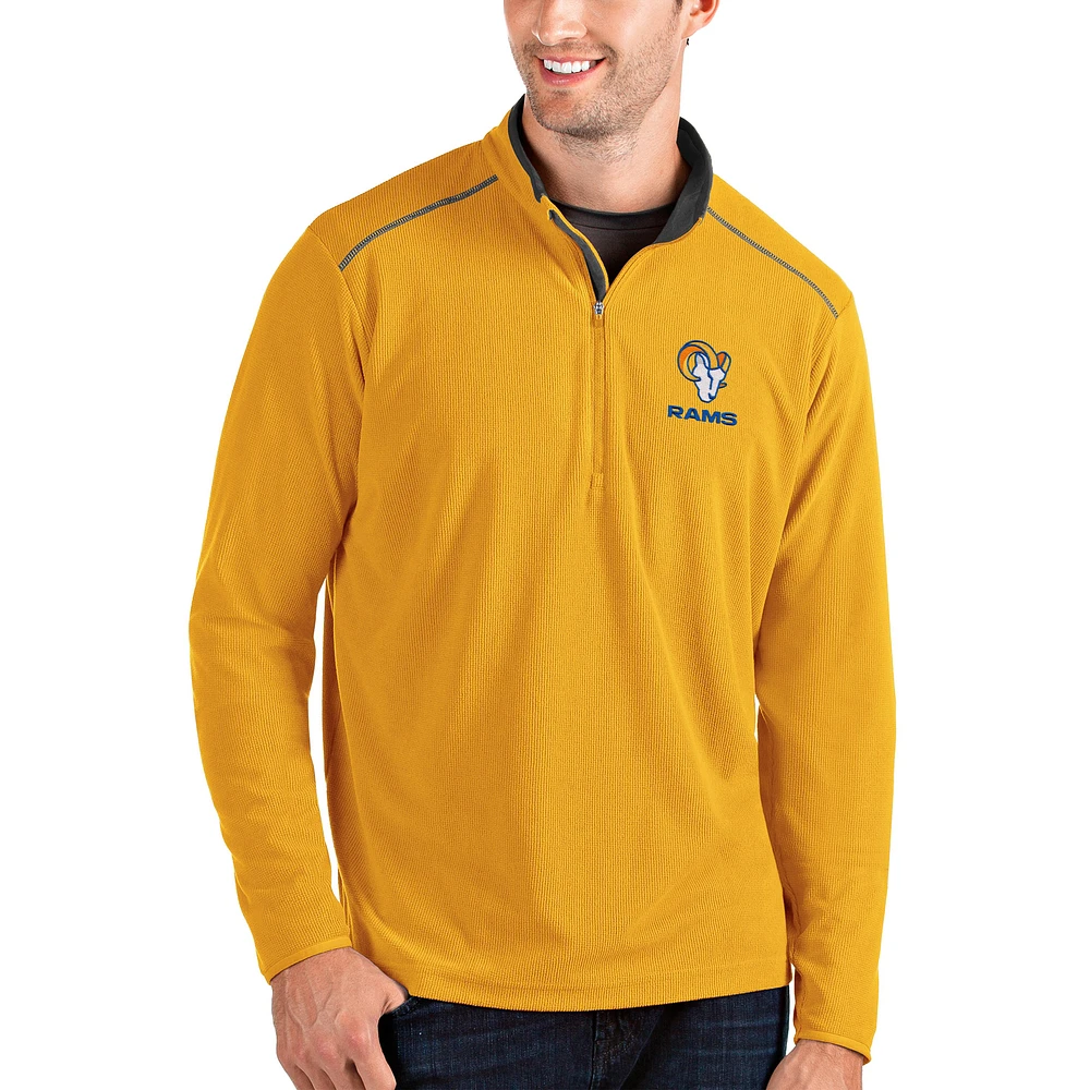 Men's Antigua Gold/Charcoal Los Angeles Rams Glacier Quarter-Zip Pullover Jacket