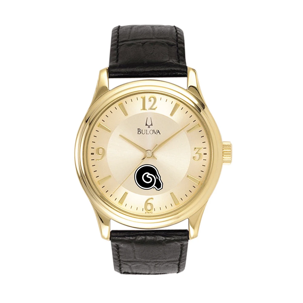 Men's Gold Albany State Golden Rams Gold-Tone Stainless Steel Leather Band Watch
